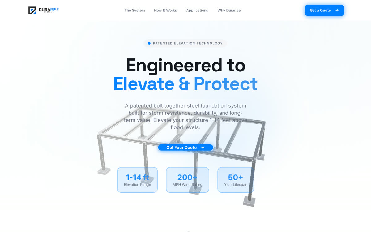 Durarise Systems website homepage
