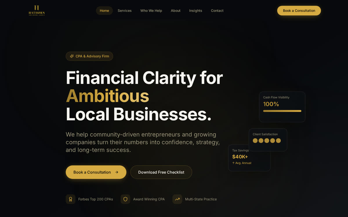 Hathorn Advisory Group website homepage