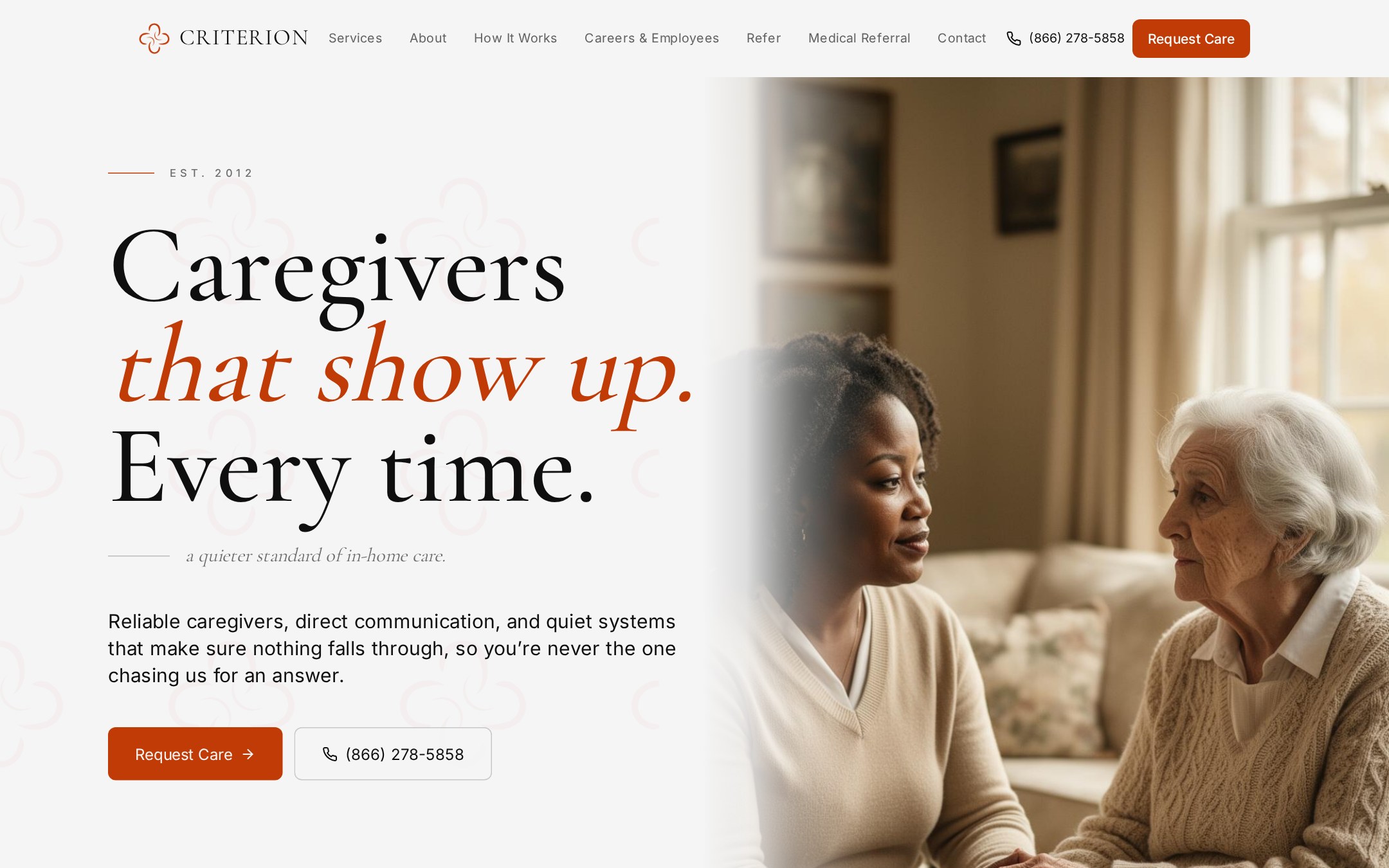 Criterion Home Health website homepage